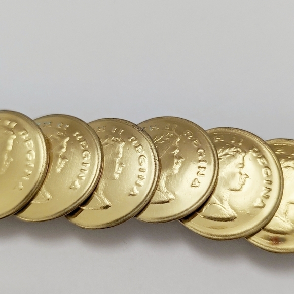 COIN VINTAGE Belt Stretch Embossed Gold Boho Medallion Retro Y2K Maximalist Glam - Picture 8 of 15